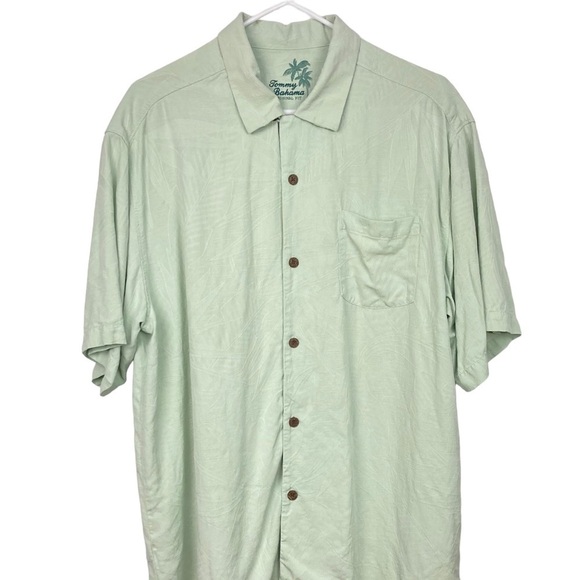 TOMMY BAHAMA Green Silk Button Down Shirt - Size L - Picture 1 of 11